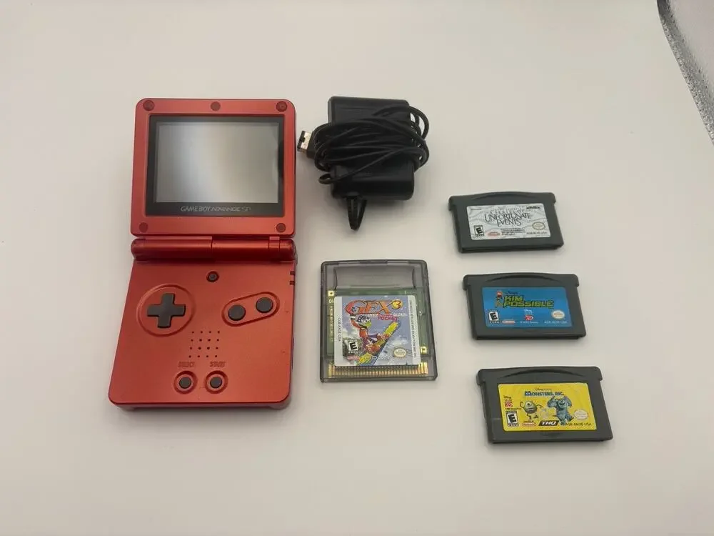 Nintendo Game Boy Advance SP Charger Included - Flame Red (Includes 4 Games!!)